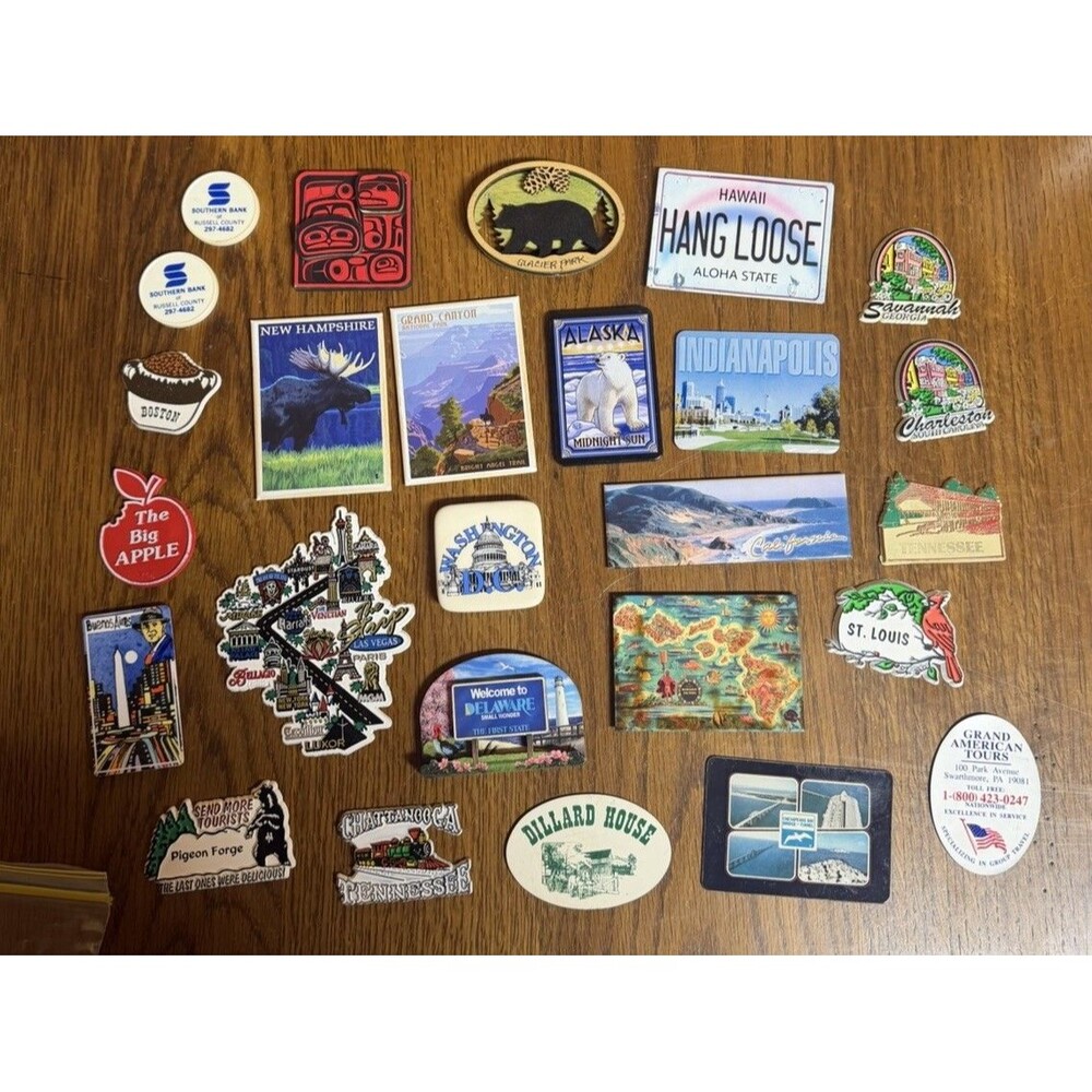 Souvenir Fridge Magnet Lot - Moose & Polar Bear, Glacier Park, Plastic